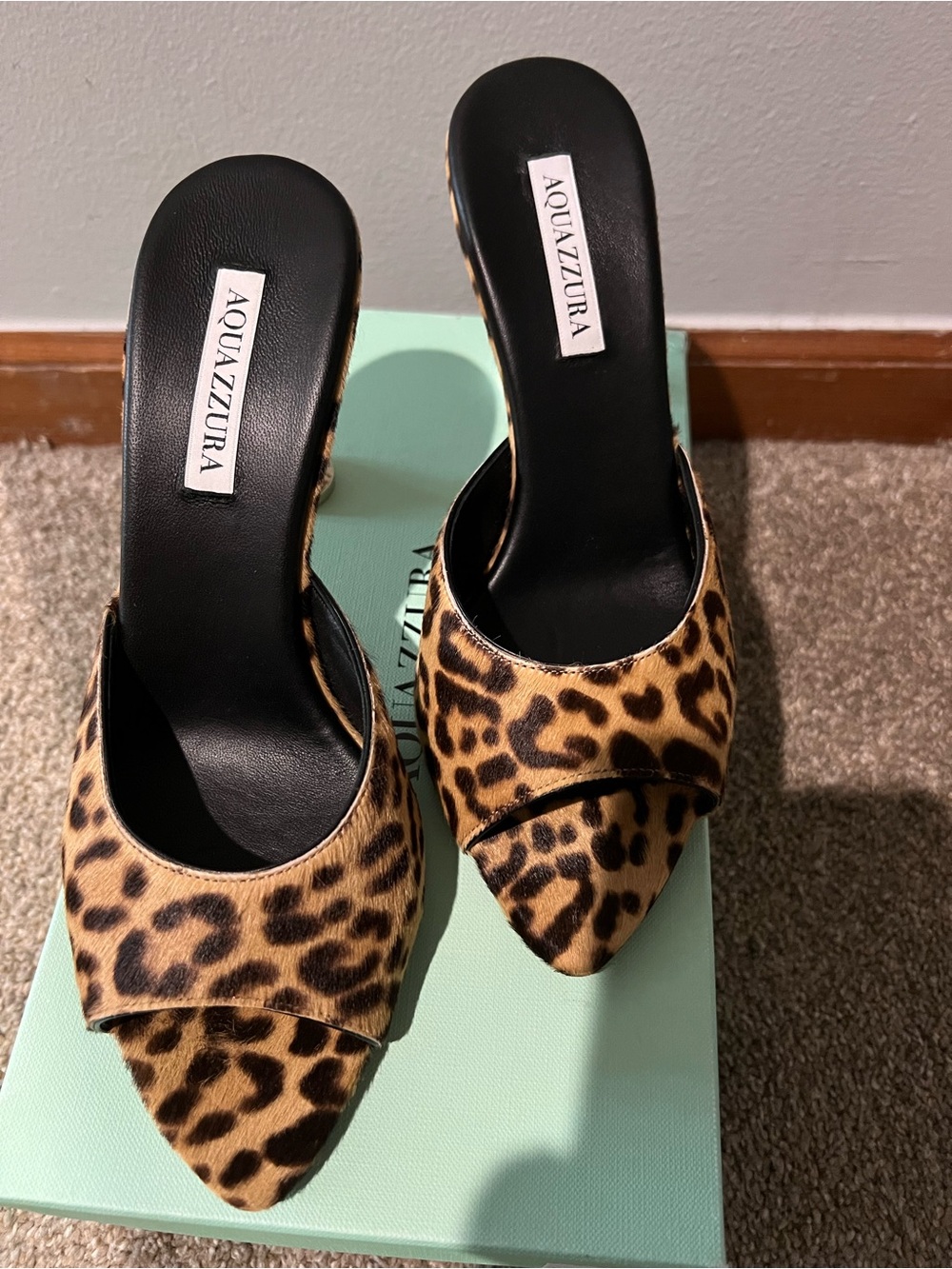Aquazzura Bisou 85 Animal Print Open-Toe Mules - Picture 6 of 13